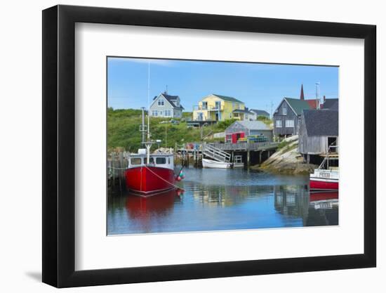 Canada, Peggy's Cove, Nova Scotia, Peaceful and Quiet Famous Harbor with Boats and Homes in Summer-Bill Bachmann-Framed Photographic Print