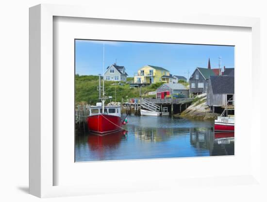 Canada, Peggy's Cove, Nova Scotia, Peaceful and Quiet Famous Harbor with Boats and Homes in Summer-Bill Bachmann-Framed Photographic Print