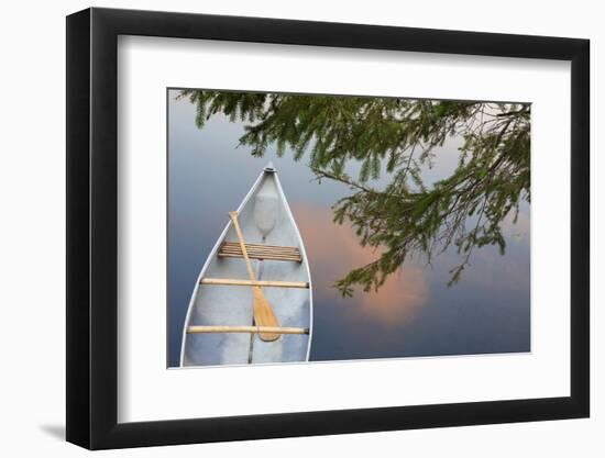 Canada, Quebec, Eastman. Canoe on Lake at Sunset-Jaynes Gallery-Framed Photographic Print