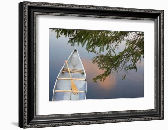 Canada, Quebec, Eastman. Canoe on Lake at Sunset-Jaynes Gallery-Framed Photographic Print