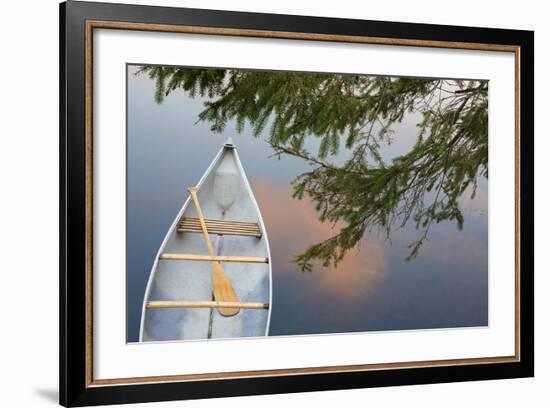 Canada, Quebec, Eastman. Canoe on Lake at Sunset-Jaynes Gallery-Framed Photographic Print