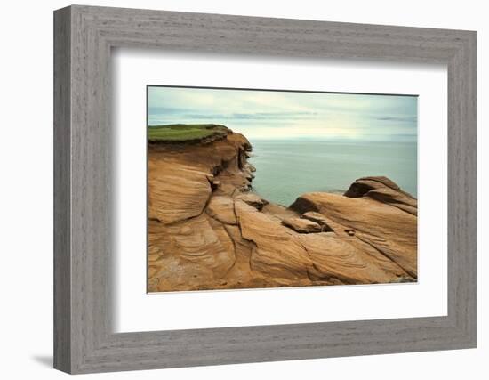 Canada, Quebec, Iles-de-la-Madeleine. Red cliffs and ocean-Michele Molinari-Framed Photographic Print