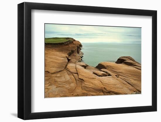 Canada, Quebec, Iles-de-la-Madeleine. Red cliffs and ocean-Michele Molinari-Framed Photographic Print