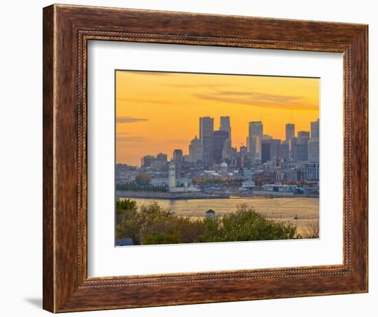 Canada, Quebec, Montreal, Downtown from Jacques Cartier Bridge across Saint Lawrence River-Alan Copson-Framed Photographic Print