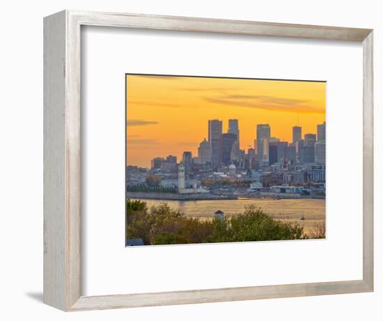 Canada, Quebec, Montreal, Downtown from Jacques Cartier Bridge across Saint Lawrence River-Alan Copson-Framed Photographic Print