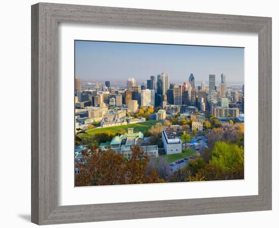 Canada, Quebec, Montreal, Downtown from Mount Royal Park or Parc Du Mont-Royal-Alan Copson-Framed Photographic Print