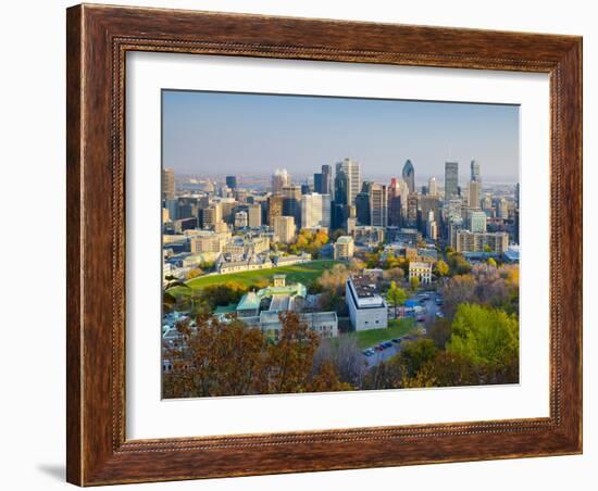 Canada, Quebec, Montreal, Downtown from Mount Royal Park or Parc Du Mont-Royal-Alan Copson-Framed Photographic Print