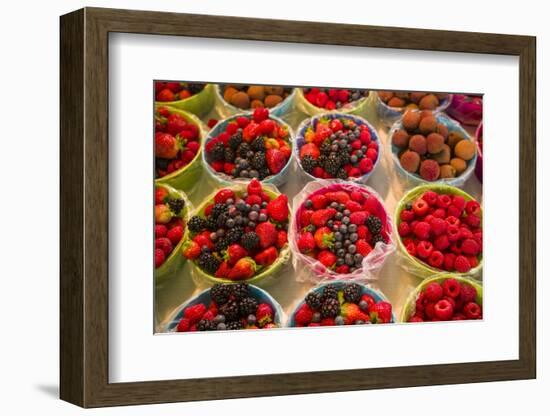 Canada, Quebec, Montreal. Little Italy, Marche Jean Talon Market, berries-Walter Bibikow-Framed Photographic Print