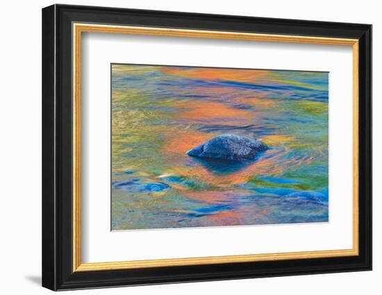 Canada, Quebec, Parc National du Fjord-du-Saguenay. Rock and reflections in Saguenay River.-Jaynes Gallery-Framed Photographic Print