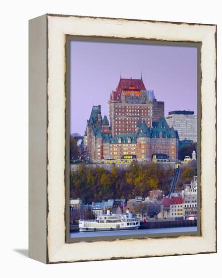 Canada, Quebec, Quebec City, Vieux Quebec or Old Quebec across Saint Lawrence River or Fleuve Saint-Alan Copson-Framed Premier Image Canvas