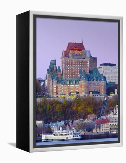 Canada, Quebec, Quebec City, Vieux Quebec or Old Quebec across Saint Lawrence River or Fleuve Saint-Alan Copson-Framed Premier Image Canvas
