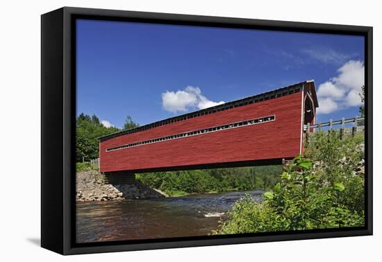 Canada, Quebec, Sacre-Coeur. Covered bridge on River Saint Marguerite.-Jaynes Gallery-Framed Premier Image Canvas