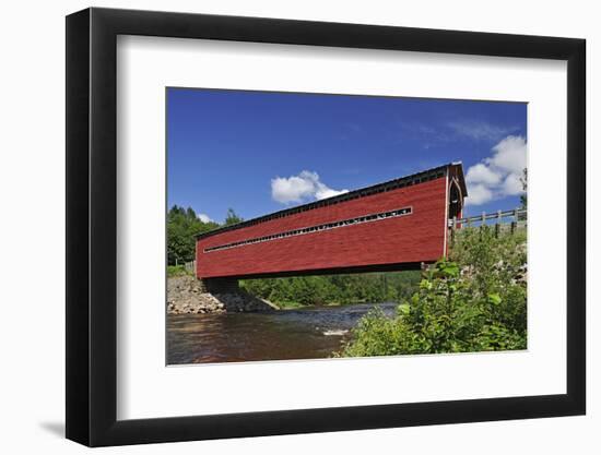 Canada, Quebec, Sacre-Coeur. Covered bridge on River Saint Marguerite.-Jaynes Gallery-Framed Photographic Print