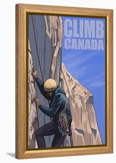 Canada, Rock Climber-Lantern Press-Framed Stretched Canvas