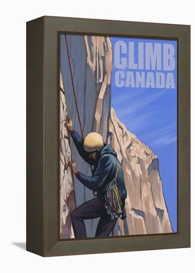 Canada, Rock Climber-Lantern Press-Framed Stretched Canvas