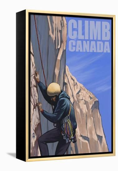 Canada, Rock Climber-Lantern Press-Framed Stretched Canvas