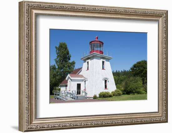 Canada, St. Martins, New Brunswick, White Tourist Lighthouse in Small Fishing and Lobster Village-Bill Bachmann-Framed Photographic Print