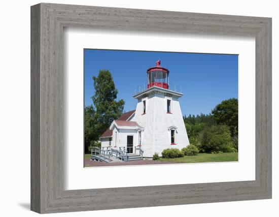 Canada, St. Martins, New Brunswick, White Tourist Lighthouse in Small Fishing and Lobster Village-Bill Bachmann-Framed Photographic Print