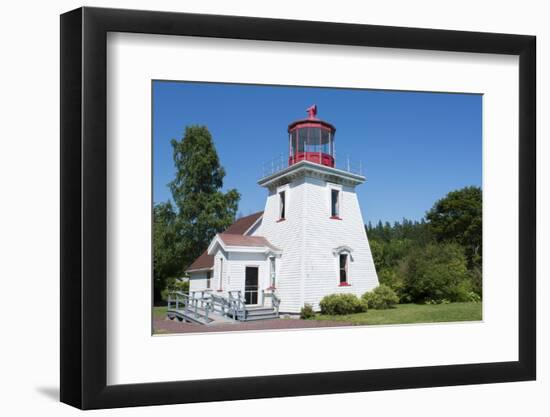 Canada, St. Martins, New Brunswick, White Tourist Lighthouse in Small Fishing and Lobster Village-Bill Bachmann-Framed Photographic Print