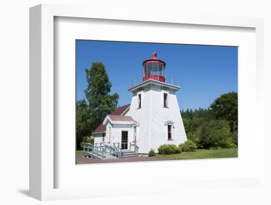 Canada, St. Martins, New Brunswick, White Tourist Lighthouse in Small Fishing and Lobster Village-Bill Bachmann-Framed Photographic Print