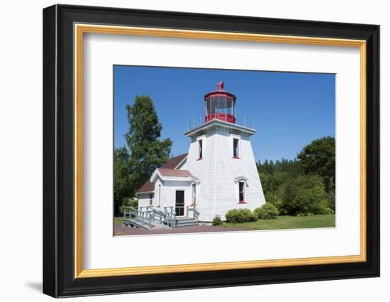 Canada, St. Martins, New Brunswick, White Tourist Lighthouse in Small Fishing and Lobster Village-Bill Bachmann-Framed Photographic Print