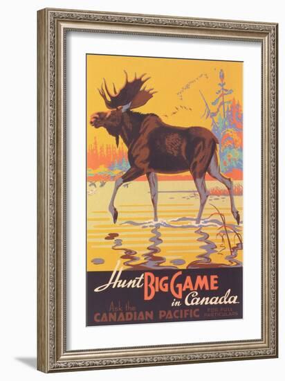 Canada Travel Poster, Moose-null-Framed Art Print