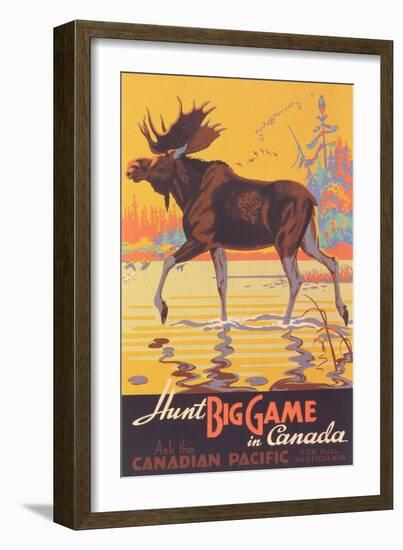 Canada Travel Poster, Moose-null-Framed Art Print