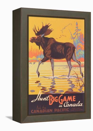 Canada Travel Poster, Moose-null-Framed Stretched Canvas