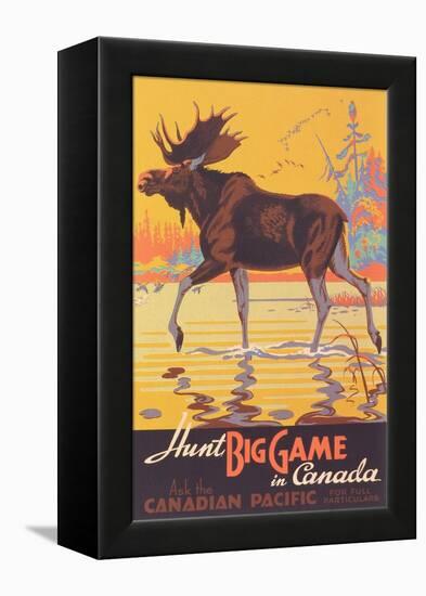 Canada Travel Poster, Moose-null-Framed Stretched Canvas