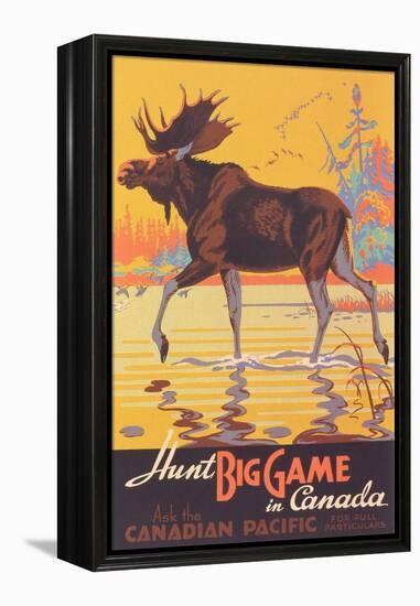 Canada Travel Poster, Moose-null-Framed Stretched Canvas