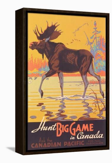 Canada Travel Poster, Moose-null-Framed Stretched Canvas