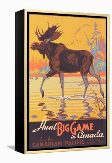 Canada Travel Poster, Moose-null-Framed Stretched Canvas