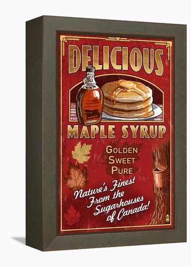 Canada - Vintage Maple Syrup Sign-Lantern Press-Framed Stretched Canvas