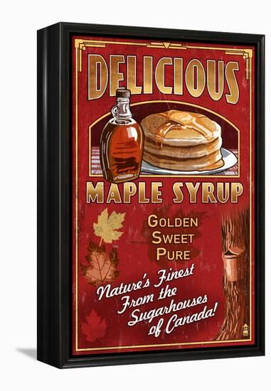 Canada - Vintage Maple Syrup Sign-Lantern Press-Framed Stretched Canvas