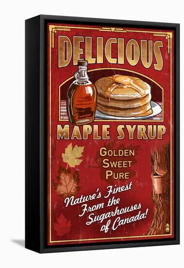 Canada - Vintage Maple Syrup Sign-Lantern Press-Framed Stretched Canvas