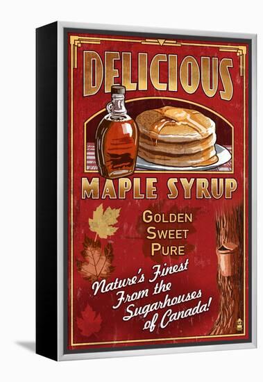 Canada - Vintage Maple Syrup Sign-Lantern Press-Framed Stretched Canvas