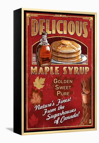 Canada - Vintage Maple Syrup Sign-Lantern Press-Framed Stretched Canvas