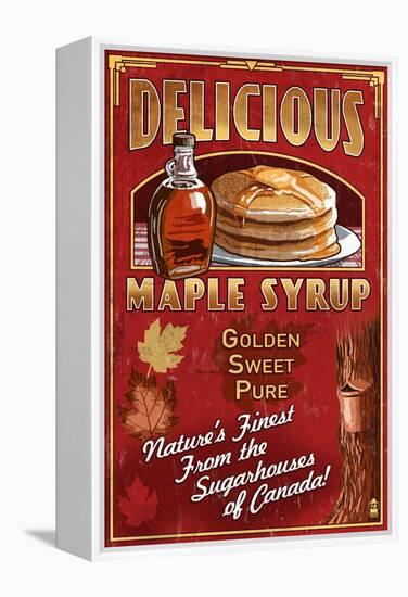 Canada - Vintage Maple Syrup Sign-Lantern Press-Framed Stretched Canvas