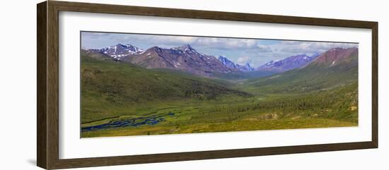 Canada, Yukon. Panorama of Tombstone Range and North Klondike River.-Jaynes Gallery-Framed Photographic Print