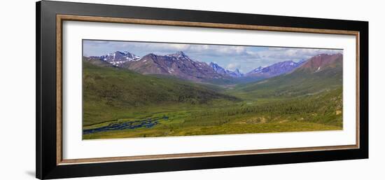 Canada, Yukon. Panorama of Tombstone Range and North Klondike River.-Jaynes Gallery-Framed Photographic Print
