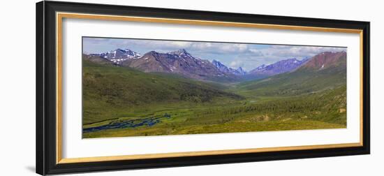 Canada, Yukon. Panorama of Tombstone Range and North Klondike River.-Jaynes Gallery-Framed Photographic Print