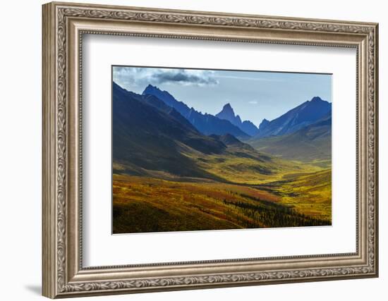 Canada, Yukon, Tombstone Territorial Park, Fall color and mountain valley views.-Yuri Choufour-Framed Photographic Print