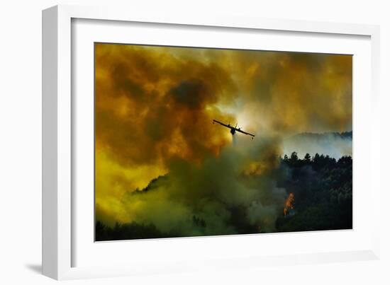 Canadair Aircraft in Action - Fighting for the Salvation of the Forest.-Antonio Grambone-Framed Photographic Print