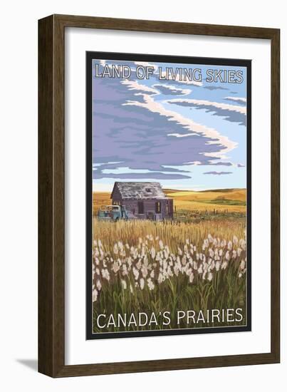 Canadas Praires - Land of Living Skies - Wheat Field and Shack-Lantern Press-Framed Art Print