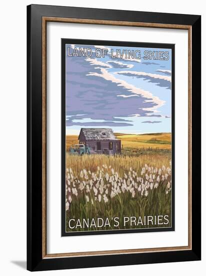 Canadas Praires - Land of Living Skies - Wheat Field and Shack-Lantern Press-Framed Art Print