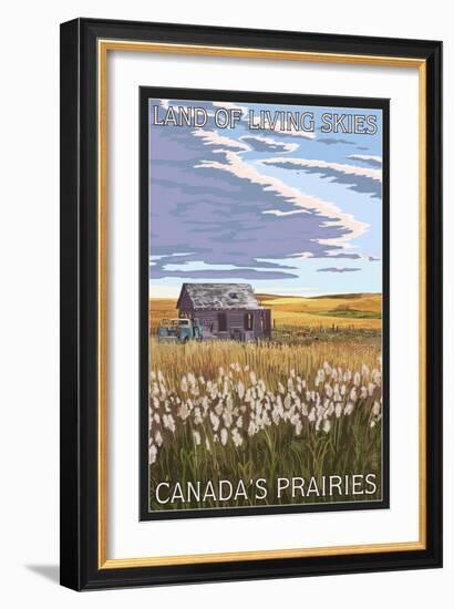 Canadas Praires - Land of Living Skies - Wheat Field and Shack-Lantern Press-Framed Art Print