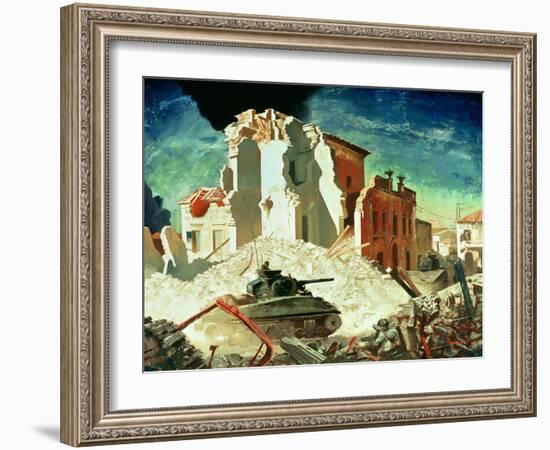 Canadian Armour Passing Through Ortona, 1944-Charles Fraser Comfort-Framed Giclee Print