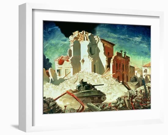 Canadian Armour Passing Through Ortona, 1944-Charles Fraser Comfort-Framed Giclee Print