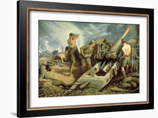 Canadian Artillery in Action, c.1915-Kenneth Forbes-Framed Giclee Print