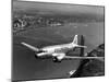 Canadian Colonial Airways Passenger Plane Flys over George Washington Bridge in Montreal, Canada-Margaret Bourke-White-Mounted Photographic Print